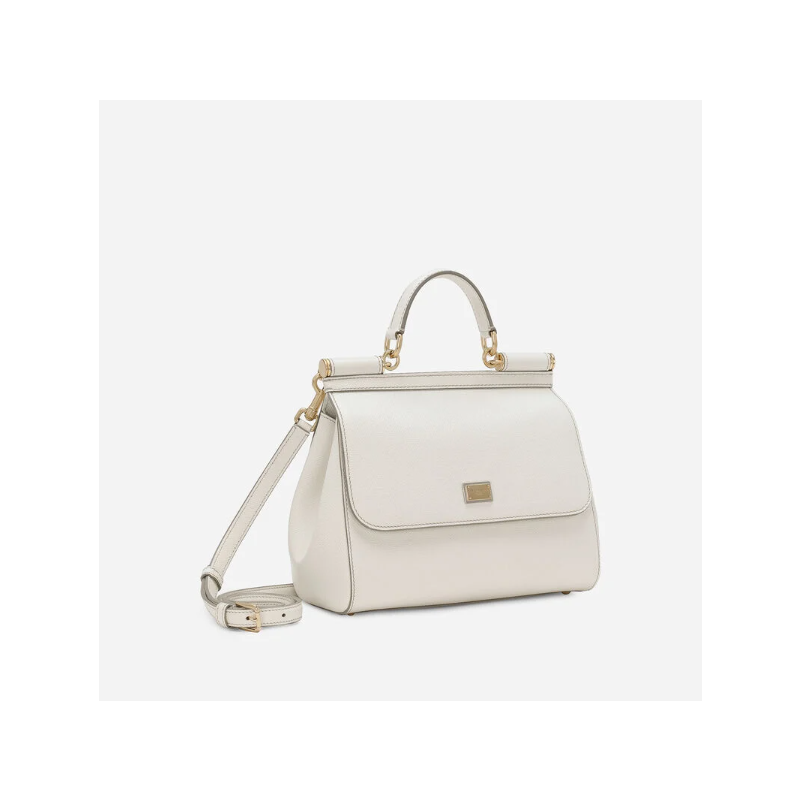 Dolce Gabbana Large Sicily Handbag in Dauphine leather-White