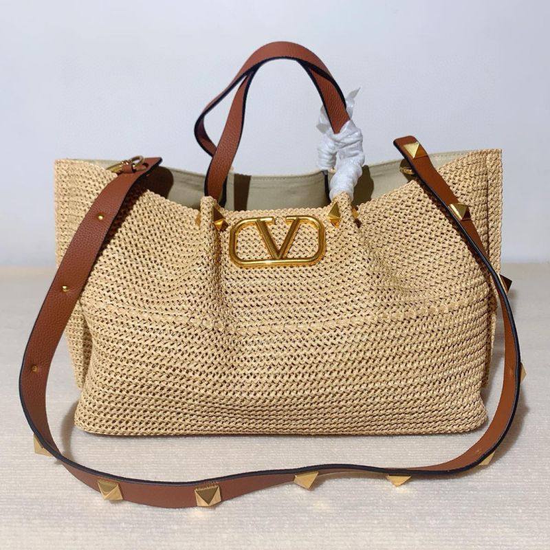 Valentino Medium Straw Summer Tote